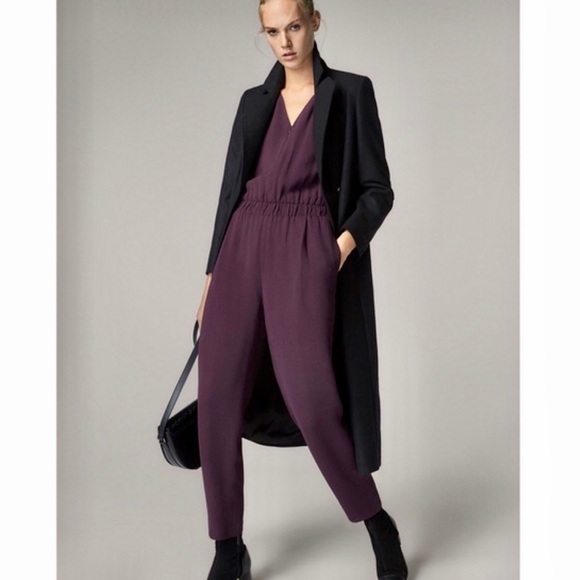 Massimo Dutti purple plum zip v neck jumpsuit NWT - Picture 2 of 8